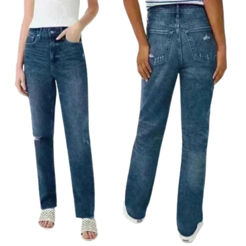 Womens Free Assembly Slim Straight Jeans Artistic Wash LIKE NEW SZ 16